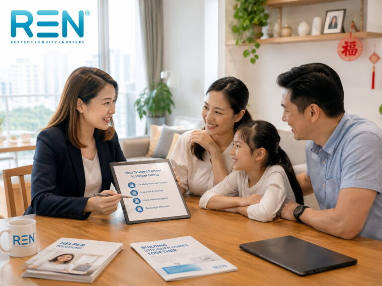 reliable maid agency in Singapore helping a family choose a helper